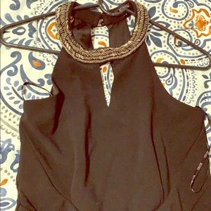 Black Romper with neck embellishment